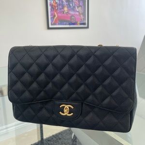 CHANEL Jumbo Timeless in Black Caviar Leather
